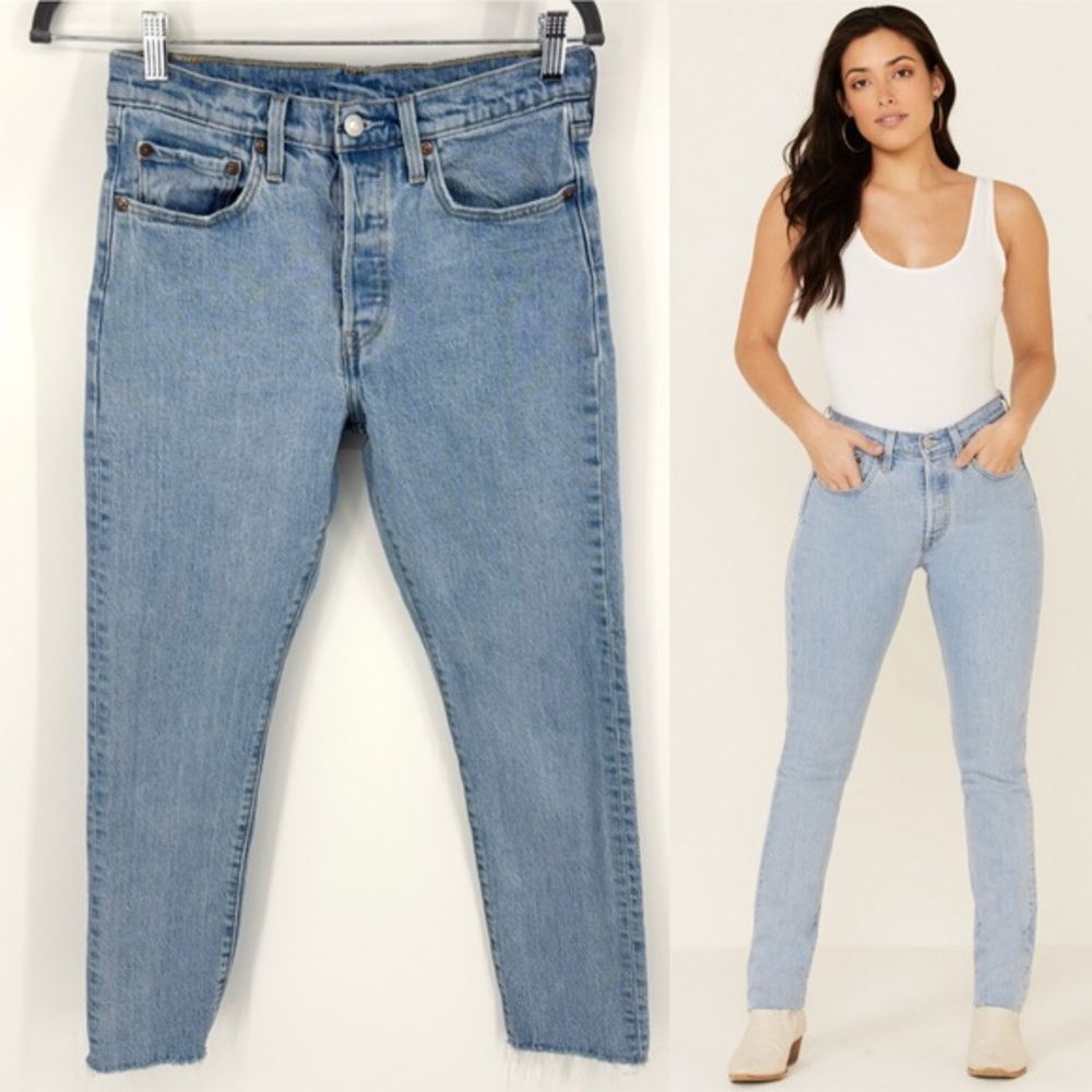 Levi's 501 Fray Hem Skinny‎ Jeans Size 27 Light Wash
